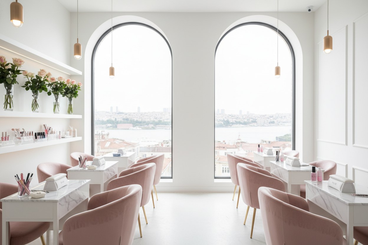 White Nail Studio stüdyo iç mekan görünümü — Şişli, İstanbul